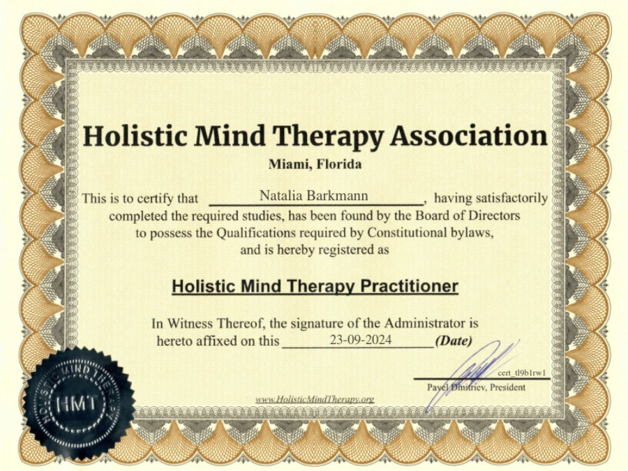 Holistic mind Certificate