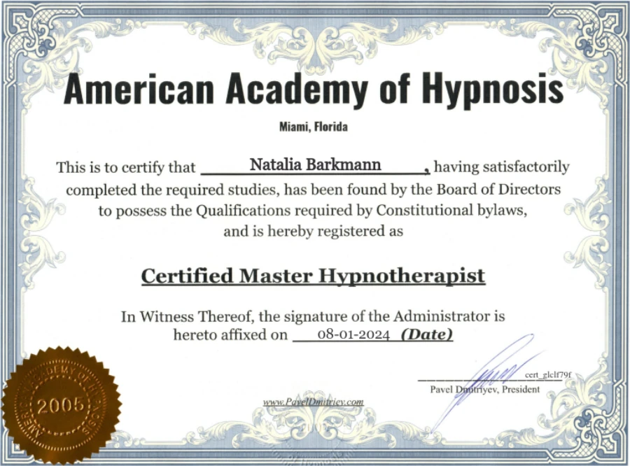 Hypnosis Certificate